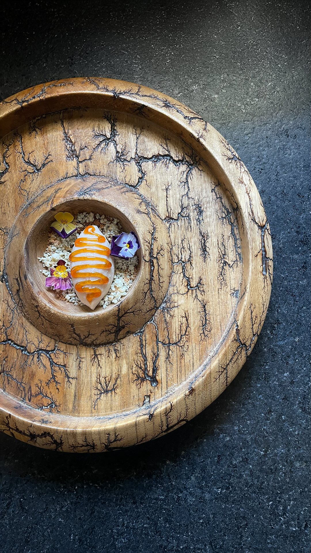 Brown butter rusk crumble, date molasses crème caramel ice cream, burnt orange, citrus zest ice, blue cheese snow, candied crab apple.

To reserve, email us for available dates at bookings@indulgethyself.co

#indulgethyself #dessertcourse #modernpastry #dateandcaramel #finediningjeddah chefstablejeddah plateddessert